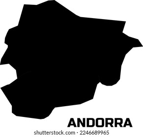 ANDORRA country  map  in  black.  With the  caption of  the name of the country " ANDORRA".