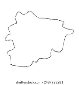 Andorra country simplified map.Thin triple pencil sketch outline isolated on white background. Simple vector icon