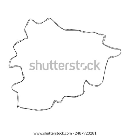 Andorra country simplified map.Thin triple pencil sketch outline isolated on white background. Simple vector icon