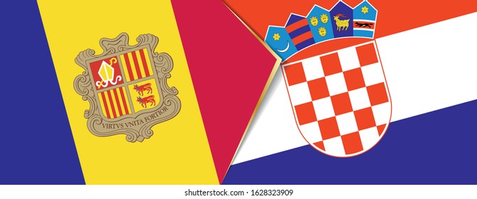 Andorra and Croatia flags, two vector flags symbol of relationship or confrontation.