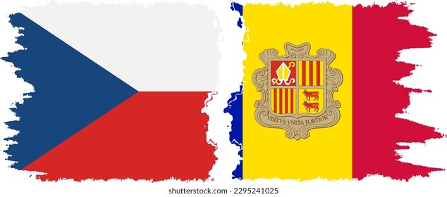 Andorra and Czech Republic grunge flags connection, vector