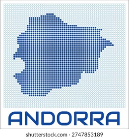 Andorra dot map. Dotted shape of the country. Andorra boundary dots with title. Vector illustration.