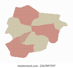 Andorra dotted map. Digital style map of the country on white background. Andorra shape with square dots. Colored dots style. Small size squares. Awesome vector illustration.