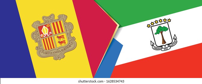 Andorra and Equatorial Guinea flags, two vector flags symbol of relationship or confrontation.