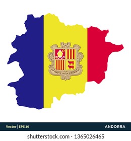 Andorra - Europe Countries Map and Flag Vector Icon Template Illustration Design. Vector EPS 10.