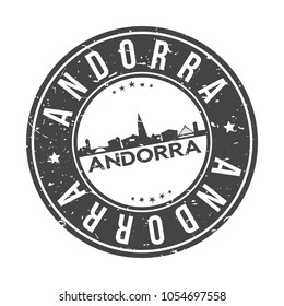 Andorra Europe Round Stamp Icon Skyline City Design Badge Rubber.