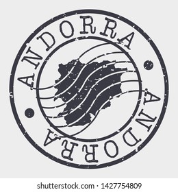 Andorra Europe Stamp Postal. Map Silhouette Seal. Passport Round Design. Vector Icon. Design Retro Travel.