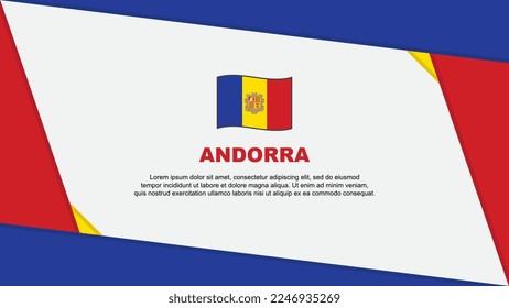 Plantilla de diseño de fondo de resumen de la bandera de Andorra. Ilustración del vector de caricaturas del Día de la Independencia de Andorra. Día de la Independencia de Andorra