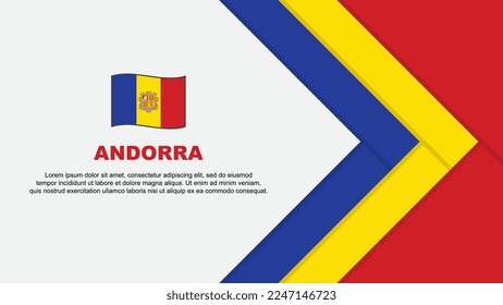 Plantilla de diseño de fondo de resumen de la bandera de Andorra. Ilustración del vector de caricaturas del Día de la Independencia de Andorra. Caricatura de Andorra