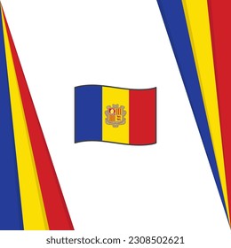 Plantilla de diseño de fondo de resumen de la bandera de Andorra. Cartel del Día de la Independencia de Andorra en las redes sociales. Bandera de Andorra