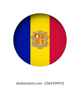 Andorra flag - behind the cut circle paper hole with inner shadow.