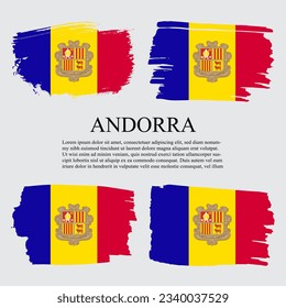 Andorra flag brush concept. Flag of Andorra grunge style banner background