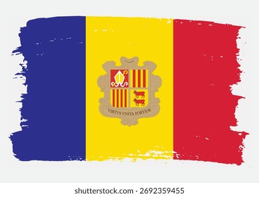 Andorra Flagge Pinsel Farbe Textur Vektorsymbol