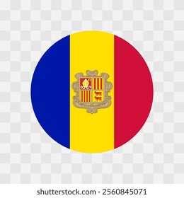 Andorra flag - circle vector flag isolated on checkerboard transparent background