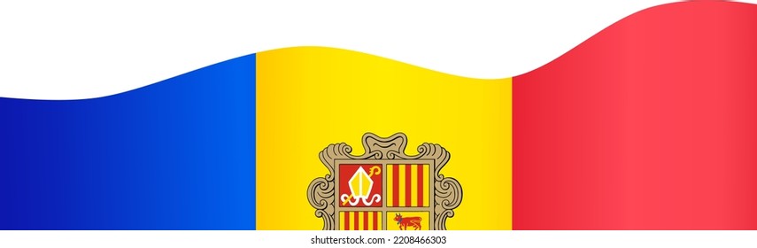 Andorra flag flying on white background