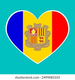 Andorra flag in the heart. flag vector illustration.