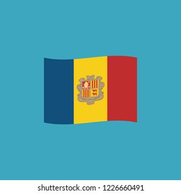 Andorra flag icon in flat design. Independence day or National day holiday concept.