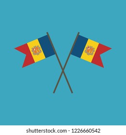 Andorra flag icon in flat design. Independence day or National day holiday concept.