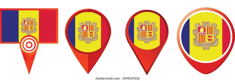 Icono de la bandera de Andorra . conjunto de iconos web . colección de iconos. Ilustración vectorial simple.