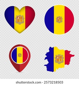 Andorra Flag Icons Pack. Vector illustration.