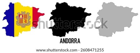 andorra flag and map shape black and gray color. EPS.file.
