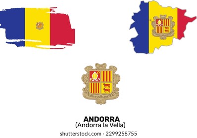 Andorra Flag, Andorra National flag, Andorra Flag and Map