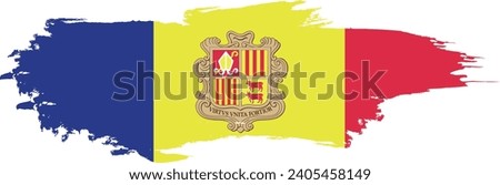 Andorra flag on brush paint stroke.
