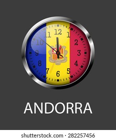 Andorra flag on clock face - vector icon