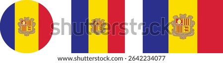 
Andorra flag PNG vector. Andorra square and round icon isolated on transparent PNG background. Andorra flag icon.