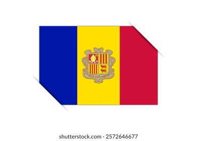 Andorra flag - rectangle colorful flag representing a country cultural identity and heritage. The essence of national pride and unity. Attached by the corners in a paper album