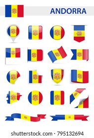 Andorra Flag Set - Vector Illustration