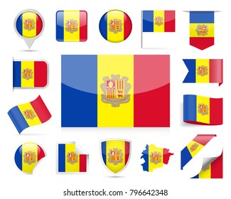 Andorra Flag Set - Vector Illustration