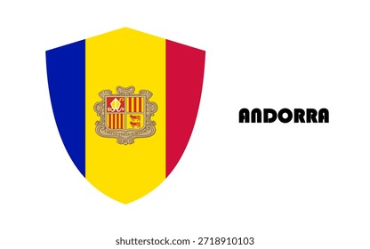 Andorra flag in shield shape (badge)
