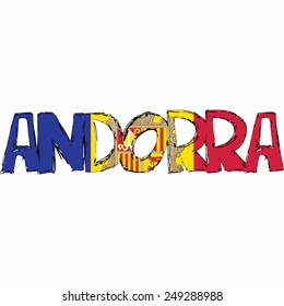Andorra Flag Text Name Country Vector illustration Hand Made
