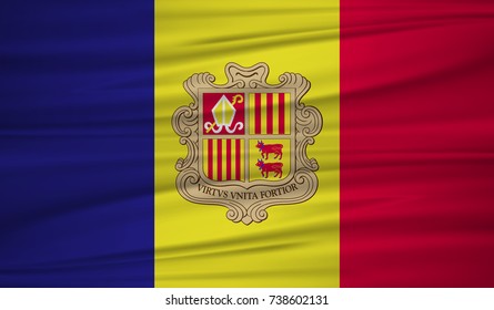 andorra flag vector. Vector andorra flag blowig in the wind. EPS 10.