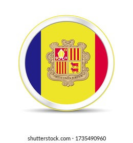 Andorra flag vector in button design. Eps 10 vector illustration.
