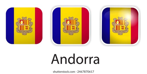 Andorra flag vector icons set in the shape of rounded square