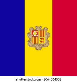 Andorra Flat Square Country Flag Icon