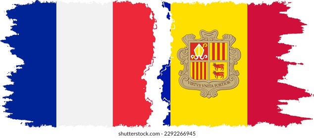 Andorra and France grunge flags connection, vector