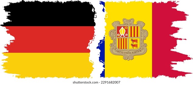 Andorra and Germany grunge flags connection, vector