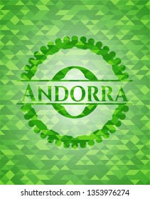 Andorra green emblem with triangle mosaic background