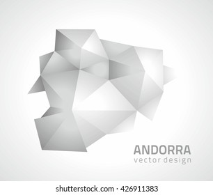 Andorra grey vector polygonal map