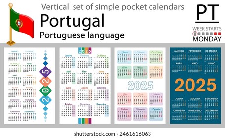 Andorra horizontal set of pocket calendars for 2020 (two thousand twenty one). Week starts Monday. New year. Color simple design. Vector