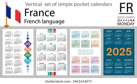Andorra horizontal set of pocket calendars for 2020 (two thousand twenty one). Week starts Monday. New year. Color simple design. Vector