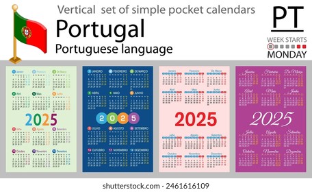 Andorra horizontal set of pocket calendars for 2020 (two thousand twenty one). Week starts Monday. New year. Color simple design. Vector