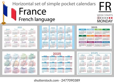 Andorra horizontal set of pocket calendars for 2020 (two thousand twenty one). Week starts Monday. New year. Color simple design. Vector