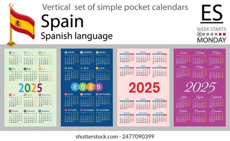 Andorra horizontal set of pocket calendars for 2020 (two thousand twenty one). Week starts Monday. New year. Color simple design. Vector