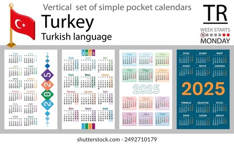 Andorra Horizontal conjunto de calendarios de bolsillo para 2020 (dos mil veintiuno). La semana empieza el lunes. Nuevo año. Diseño de color simple. Vector