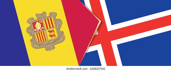 Andorra and Iceland flags, two vector flags symbol of relationship or confrontation.