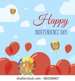 Andorra Independence Day Flat Patriotic Design. Andorran Flag Balloons. Happy National Day Andorra Vector Patriotic Design. Celebration Balloons Patriotic Design.